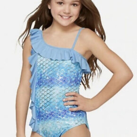 Blue Mermaide 1 Pcs Justice Swimsuit Size 14 - Picture 1 of 10